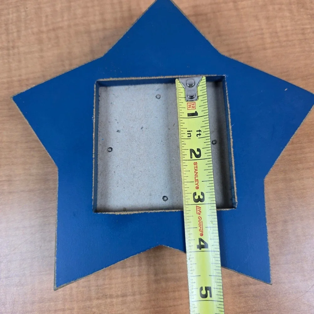 Picture Photo Frame Distressed Blue Star Wooden Dual Sided 3